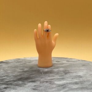 Vintage tiny joint silver ring cognac stone - 00H01Y